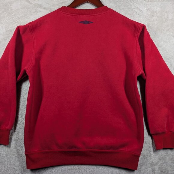 2000s Vintage Umbro England Mens Football Team Red Crewneck Star Distressed S/M - Picture 10 of 10